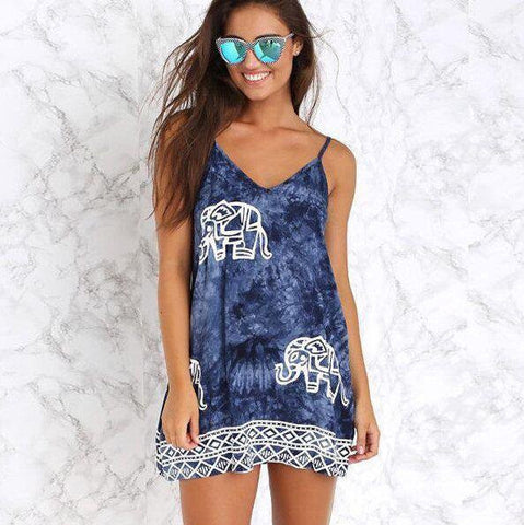 Blue Tie Dye Elephant Dress